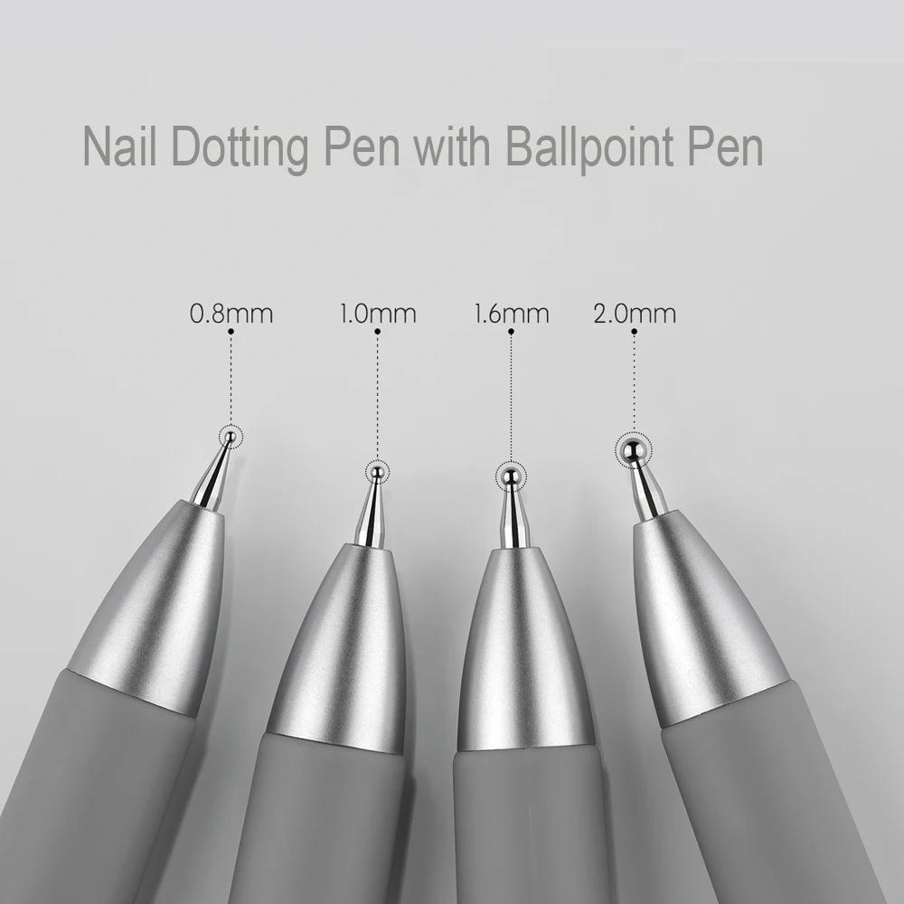Stylo à bille 5 en 1 pour Nail Art, Type presse, taille multi-têtes, pointe ondulée/taches/perceuse 