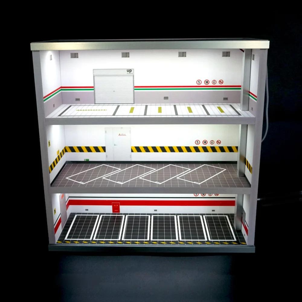 Vitrine de voiture modèle moulé sous pression avec lumière LED, vitrine de garage, vitrine de parkin