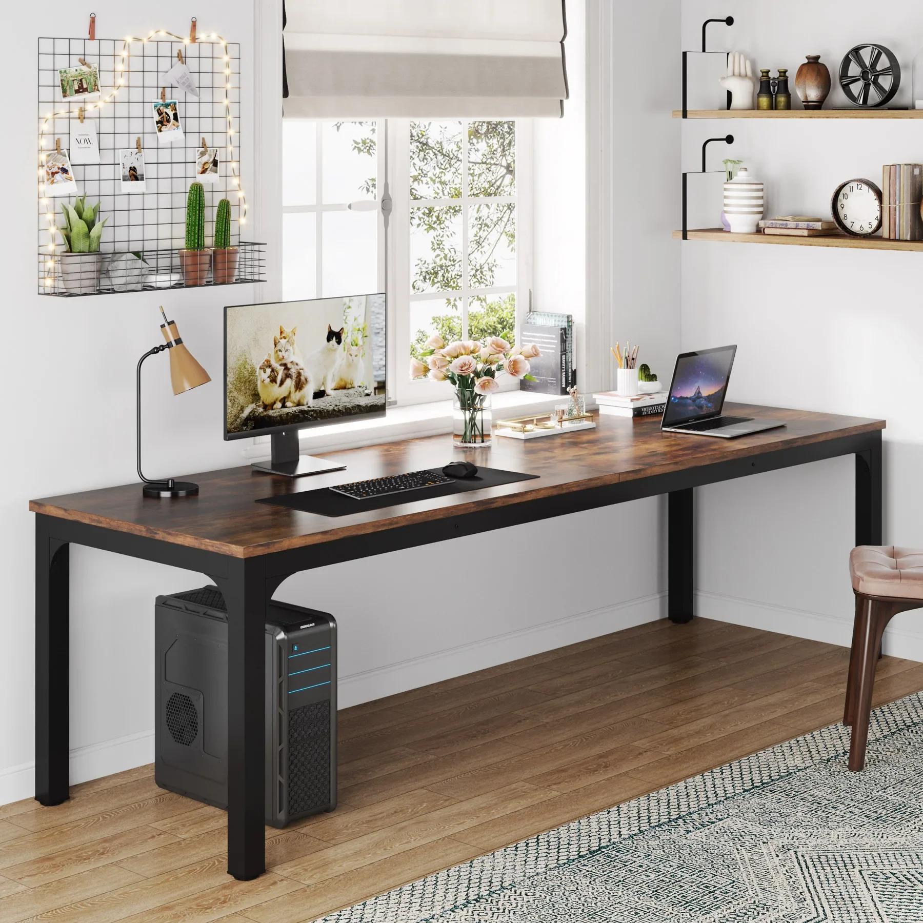 Tribesigns Bureau d'ordinateur extra long de 78,7 pouces Bureau pour 2 personnes, bureau double long