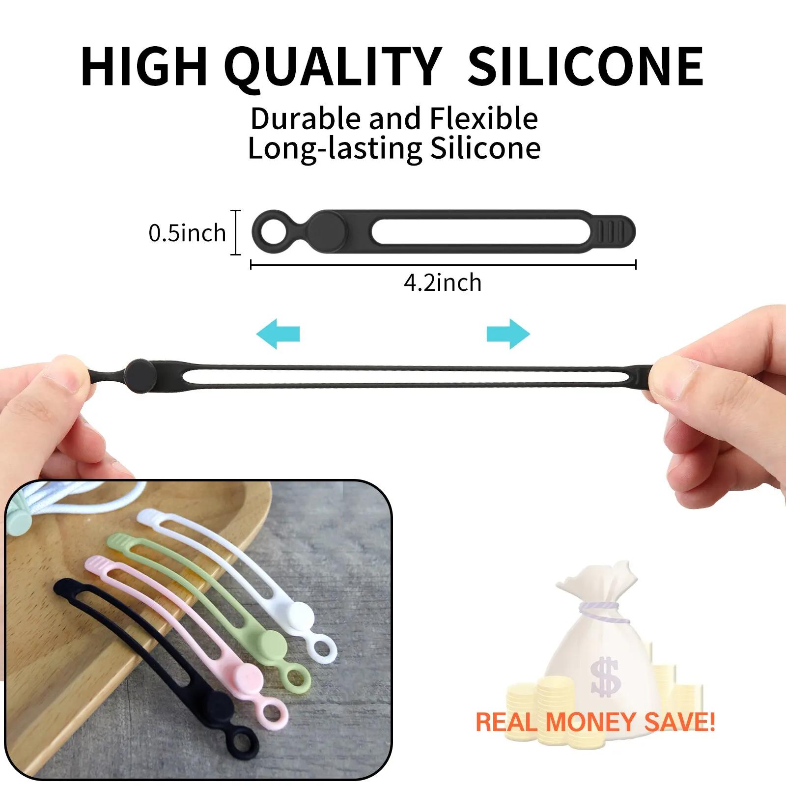 Attaches de câble en Silicone, organisateur de cordons, sangles de câbles, attaches de cordon réutil