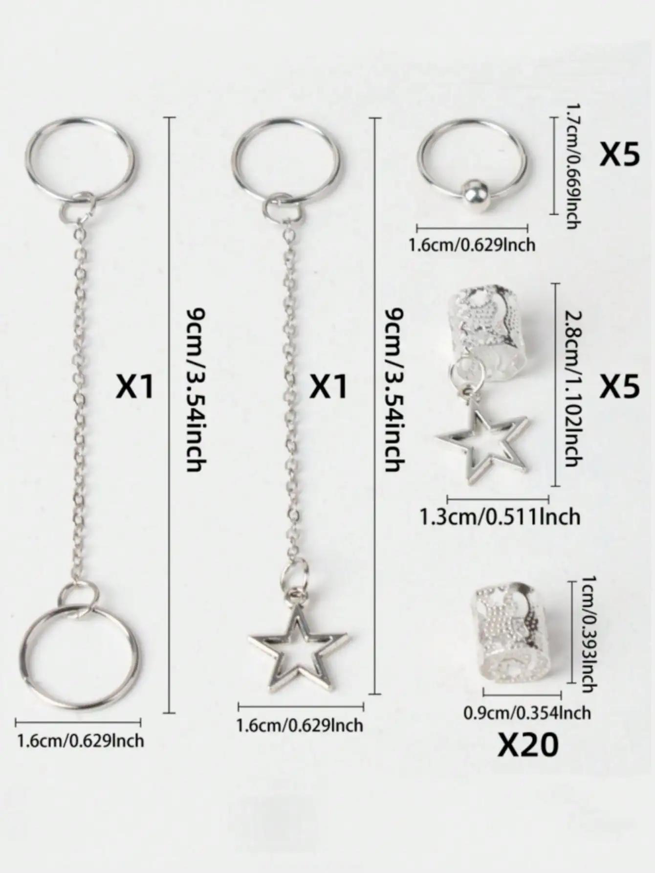Tresses de cheveux Star Dreadlock, 32 pièces, manchettes et décorations tressées, accessoires pour c