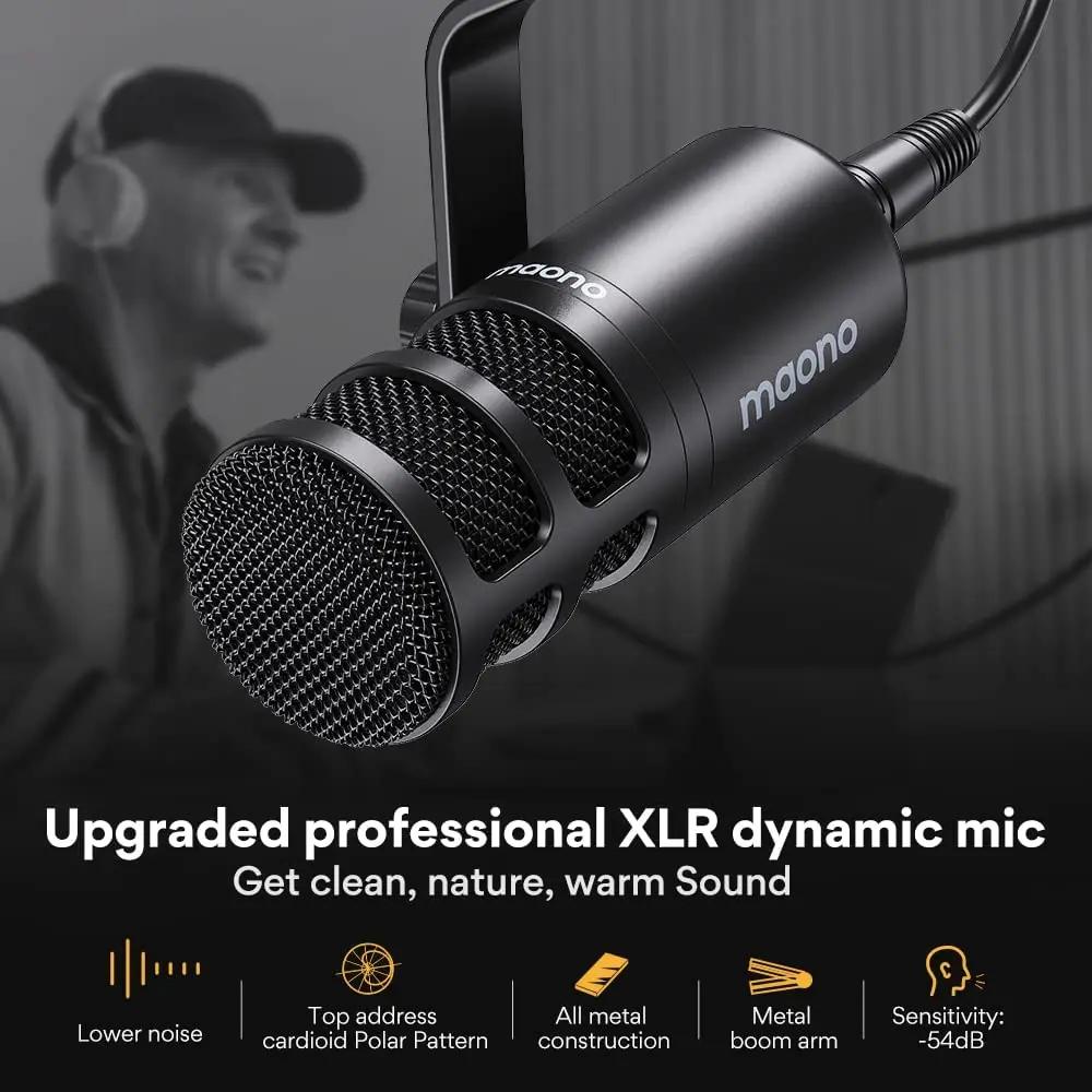 Microphone dynamique XLR pour PC Maono PD100, entièrement en métal, pour jeux, diffusion, enregistre
