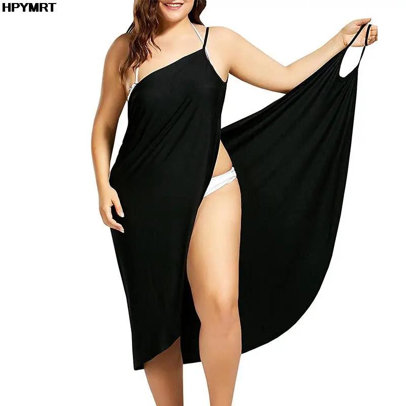 Robe à bretelles croisées sans manches pour femme, tenue Sexy, couleur unie, 5XL, vêtements de plage