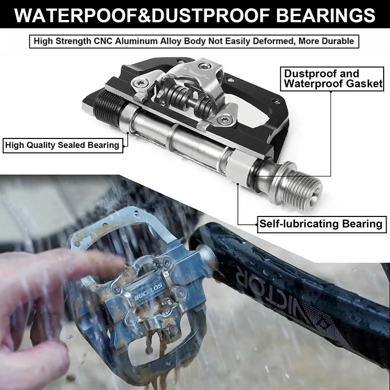 BUCKLOS pédales vtt pour vélo double fonction VTT pédale plate-forme Clip pédales plates ajustement 