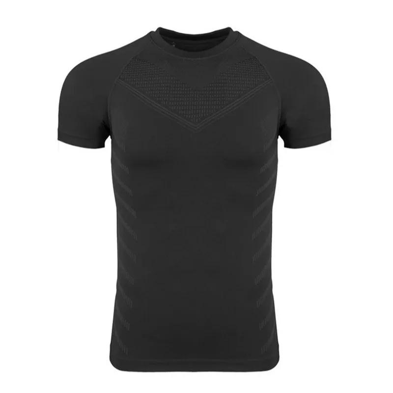 T-shirt de gymnastique hommes chemise de course à séchage rapide Compression chemise de Fitness mâle