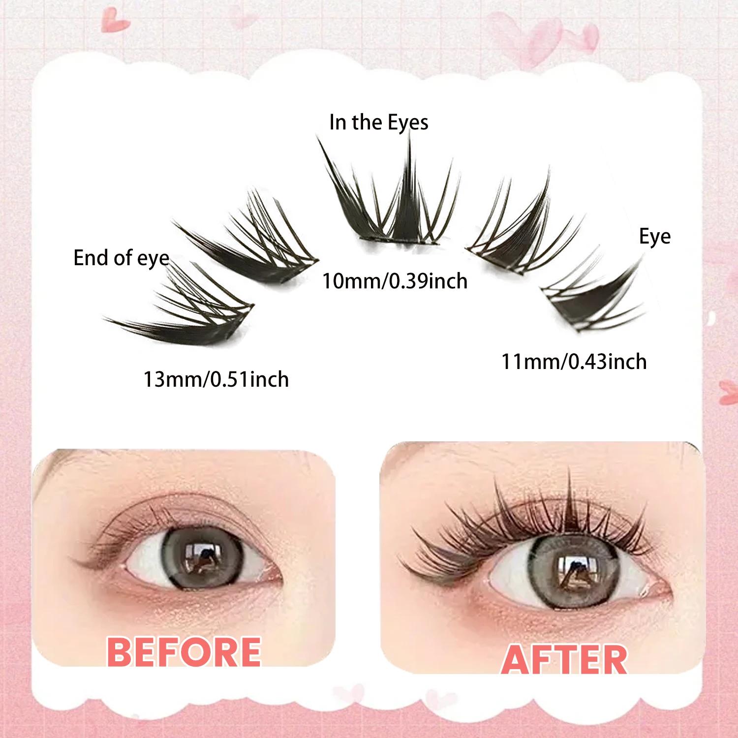 10 rangées de 100 grappes C Curl faux cils individuels de style renard, maquillage naturel pur à sec