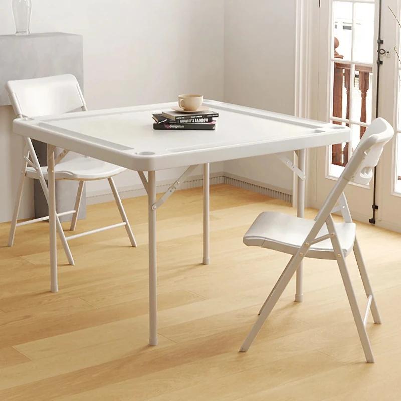 Table de Mahjong pliante avec pieds en acier, petite table explorez ecs manuelle, tables carrées, ex