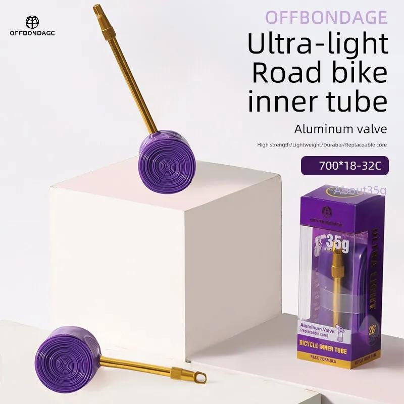 OFFBONDAGE-Chambre à air pour vélo de route ultralégère, tube en aluminium, 2 pièces, 60, 80mm de lo