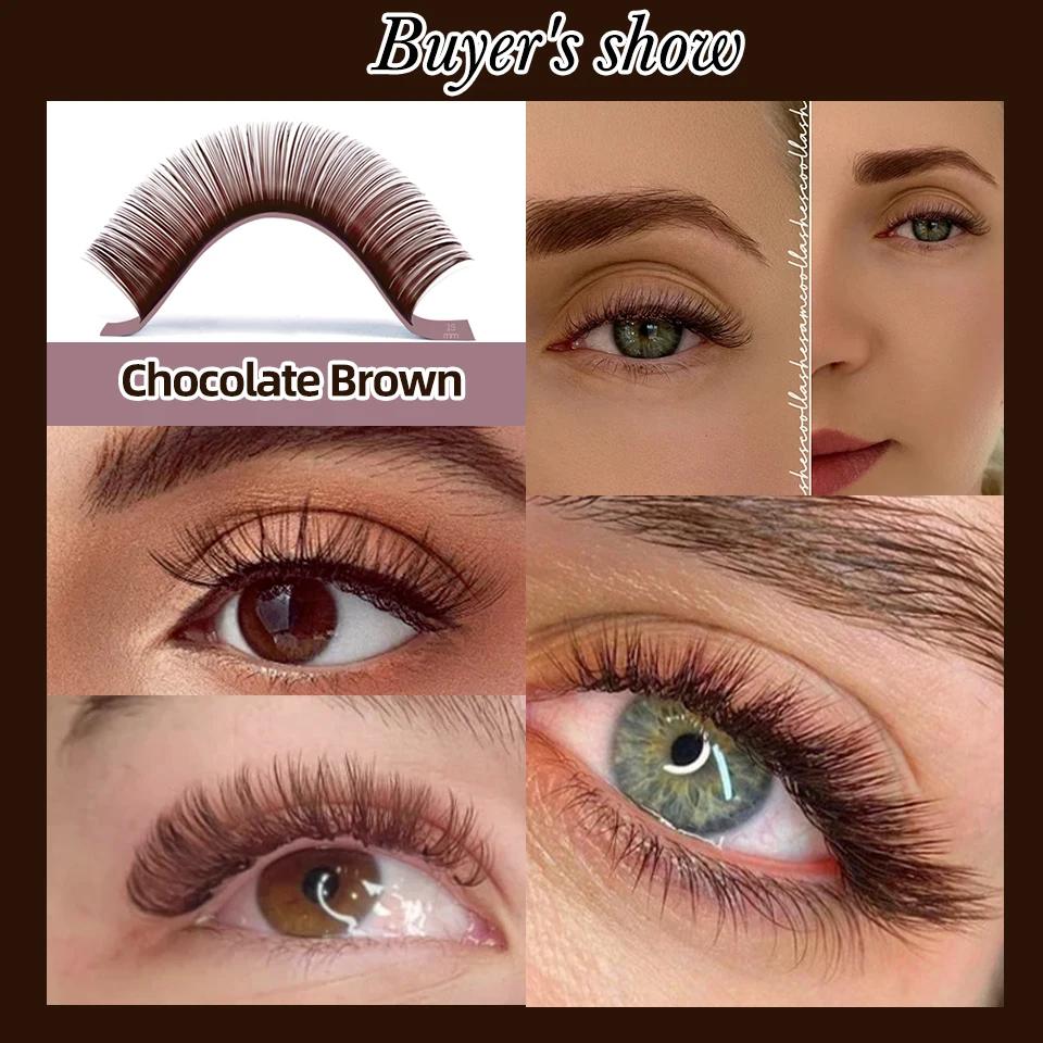 AGUUD 32 rangées deux couleurs mélangées marron cils Premium couleur Caramel vison individuel cachem