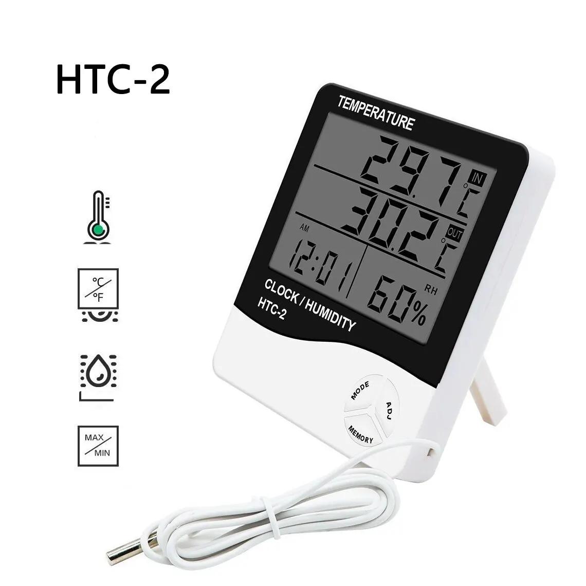LCD Numérique Température Humidité Mètre HTC-2 Maison Intérieur Extérieur Hygromètre Thermomètre Sta