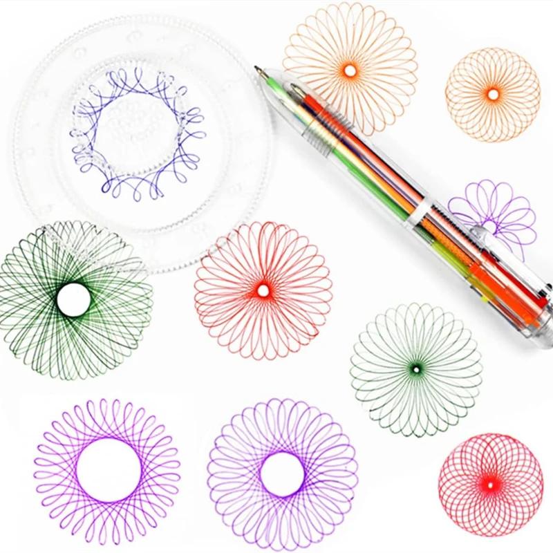 Règle de spirographe pour dessin, peinture à gratter, jouets, engrenages imbriqués, roues, peinture,