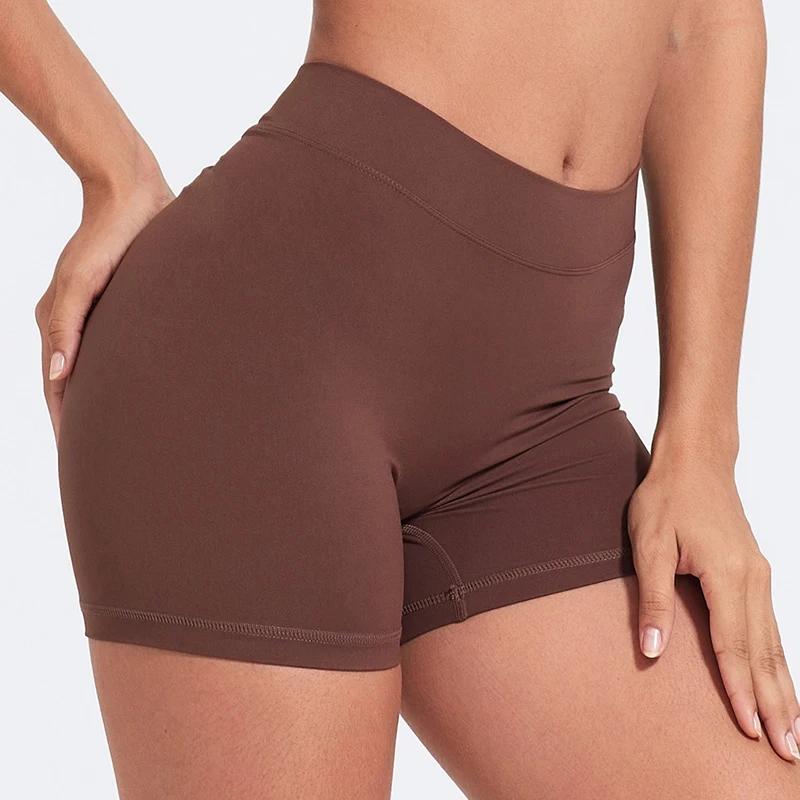 Short de yoga taille haute à dos en V pour femme, short moulant en nylon, pantalon de fitness, levag