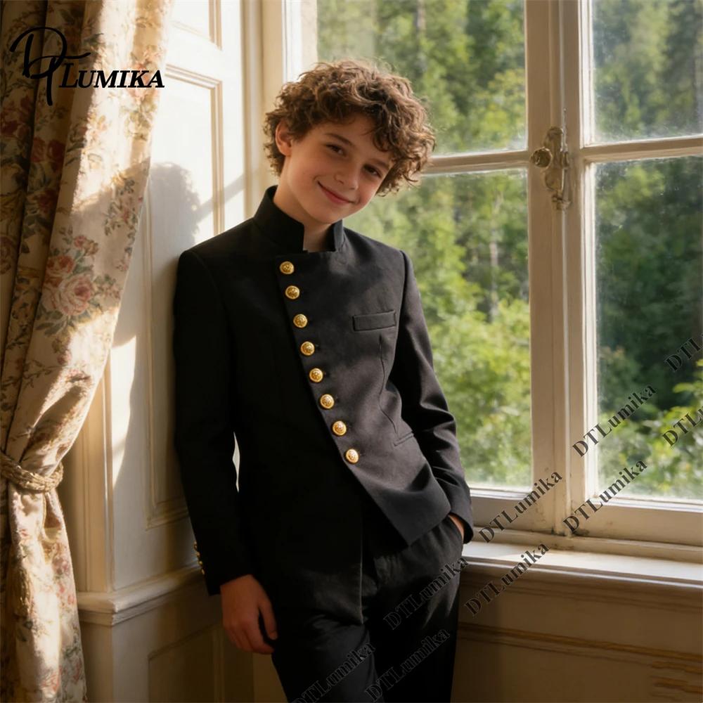 Costume de cérémonie élégant pour garçons avec col mandarin et boutons dorés – Idéal pour mariage, p
