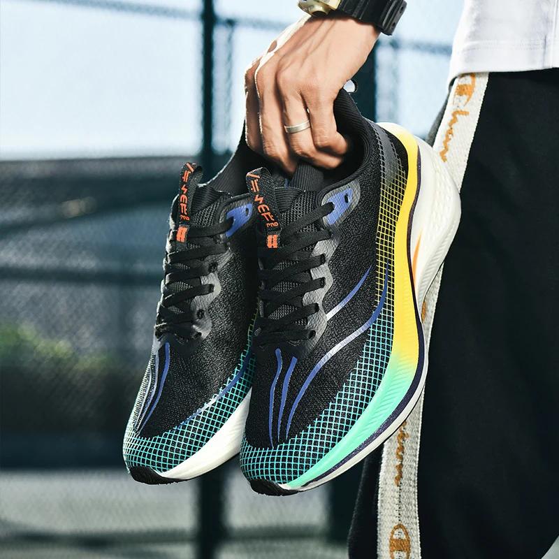 Chaussures de course de sport pour hommes et femmes, décontractées, respirantes, surface en maille, 