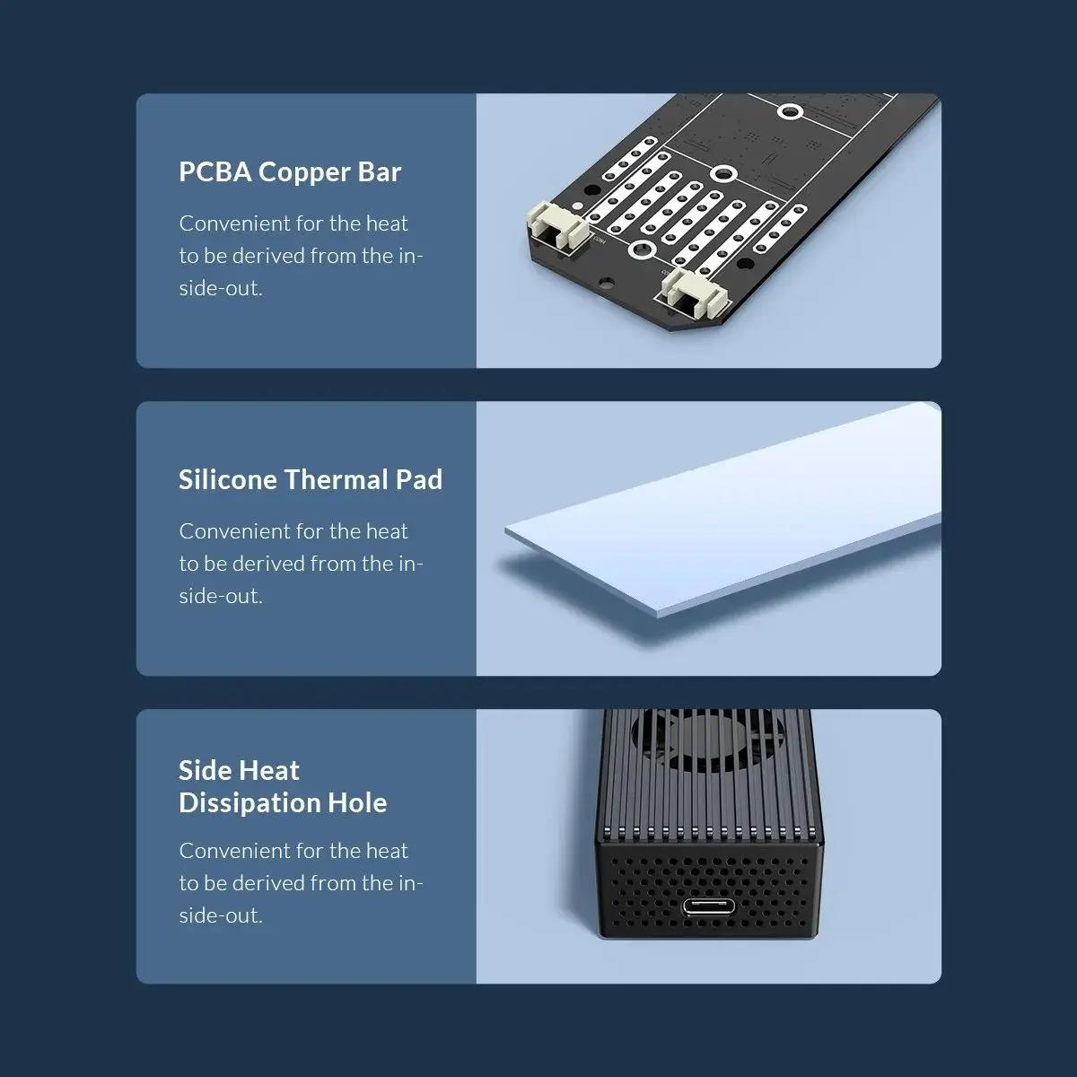 Boîtier SSD ORICO M.2 NVME avec ventilateur de refroidissement intégré type-c M2 boîtier SSD NVME 20