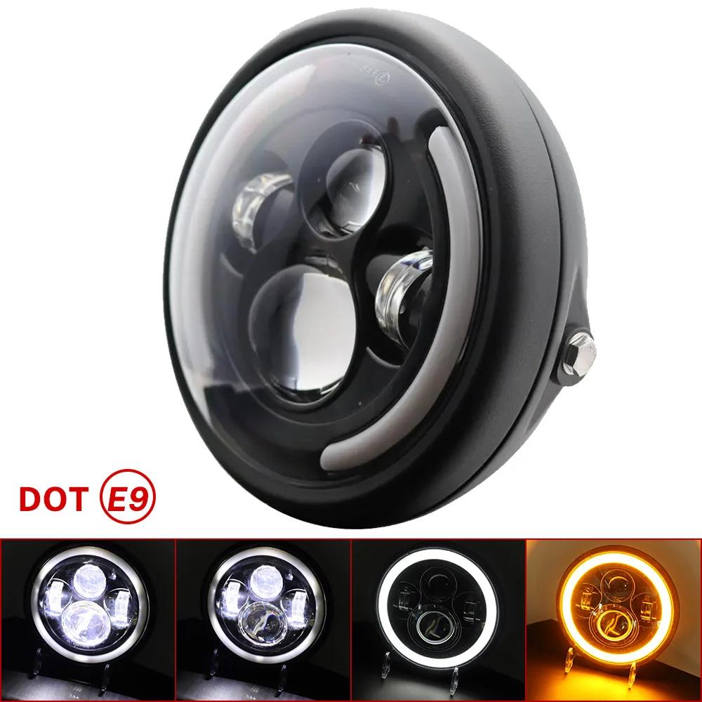 Phare rond universel de 7.5 pouces pour phare de moto LED Cafe Racer Bobber Honda 7 pouces ﻿