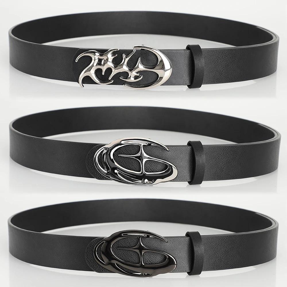 Ceinture Punk à boucle d'aiguille en alliage géométrique pour hommes et femmes, accessoire tendance