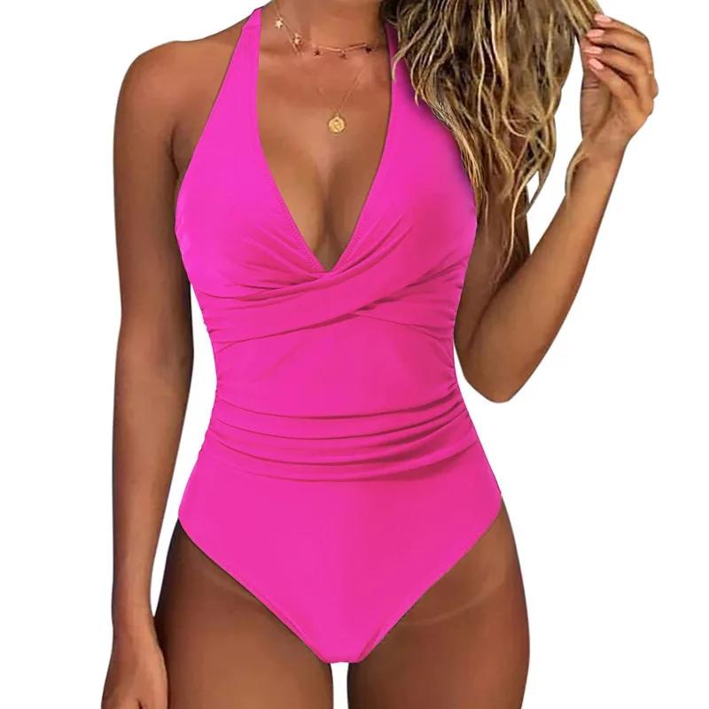 Été Sexy grande taille maillots de bain femmes une pièce grande taille maillots de bain fermé Push U
