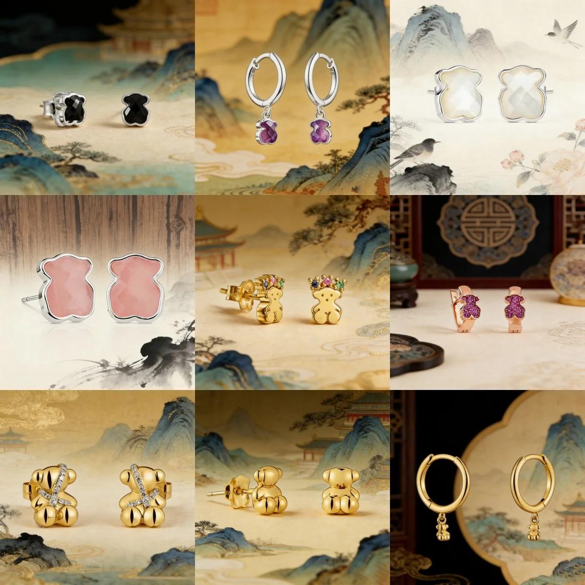 Boucles d'oreilles en forme d'ours à la mode pour femmes, accessoire de bijouterie élégant et polyva