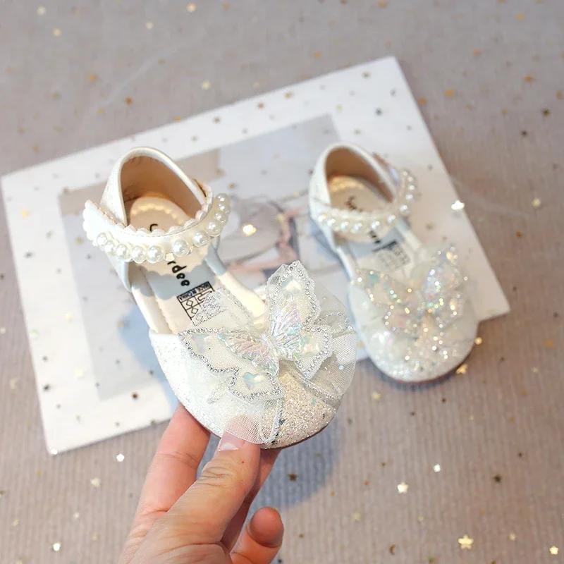 Chaussures habillées chics pour filles, pour fête de mariage, paillettes scintillantes avec strass, 