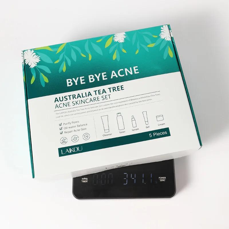 LAIKOU-Ensemble de soins de la peau contre l'acné au sapin à thé australien, nettoyant, toner, sérum