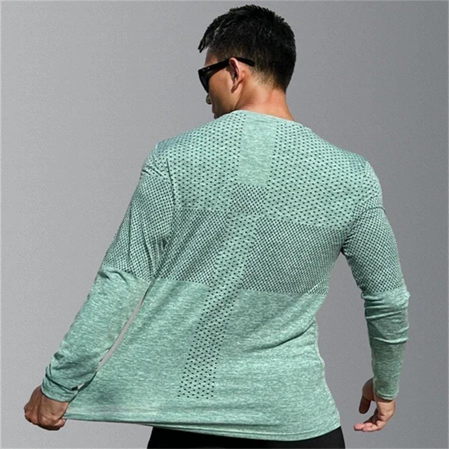 Sport pour hommes à manches longues hauts séchage rapide Fitness T-shirts musculation T-shirts de gy