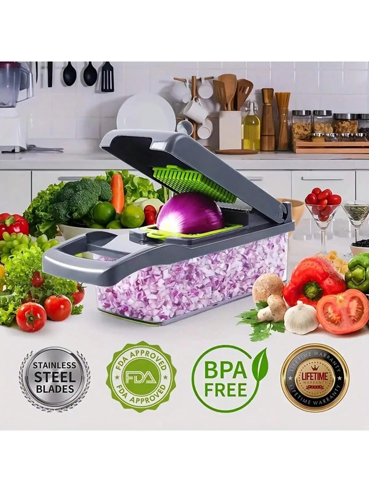 Ensemble 14 pièces/16 pièces, hachoir à légumes, trancheur de fruits multifonctionnel, râpe alimenta
