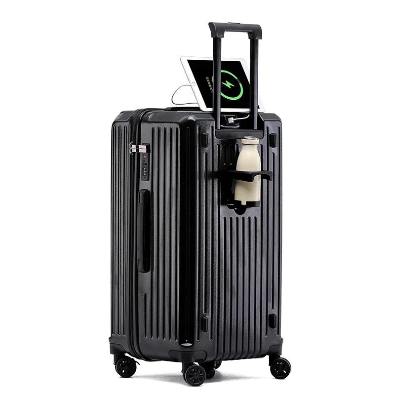 Porte-gobelet de grande capacité pour femmes et filles, valise à bagages, chargement USB, bagage à m