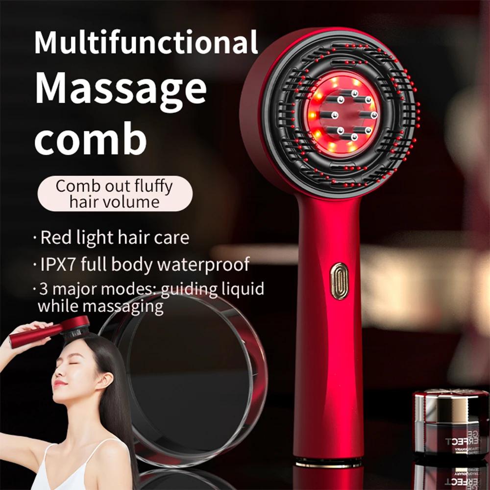 Peigne de Massage électrique à vibrations, thérapie à la lumière rouge, brosse de Massage pour la cr