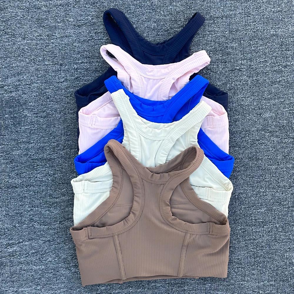 Femmes Yoga soutien-gorge débardeurs pour Fitness sensation nue Sport soutien-gorge côtelé gilet de 