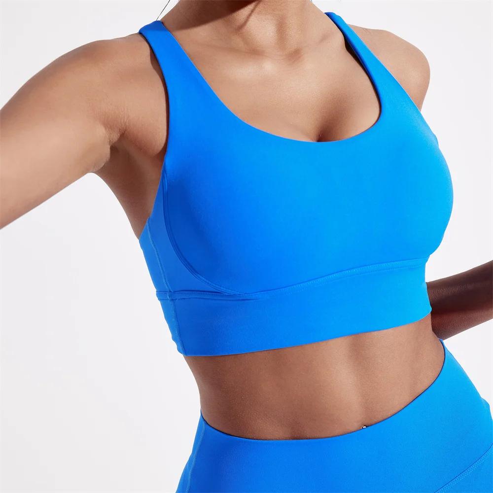 Soutien-gorge de Sport pour femmes, couleur unie, doux et serré, entraînement complet, jogging, gymn
