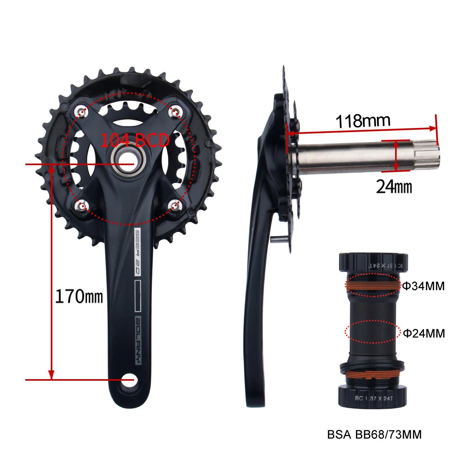 Bolany-Pédalier de vélo à manivelle creuse, plateau intégré, plateau VTT, commencerBCD, 36T, 22-36T,