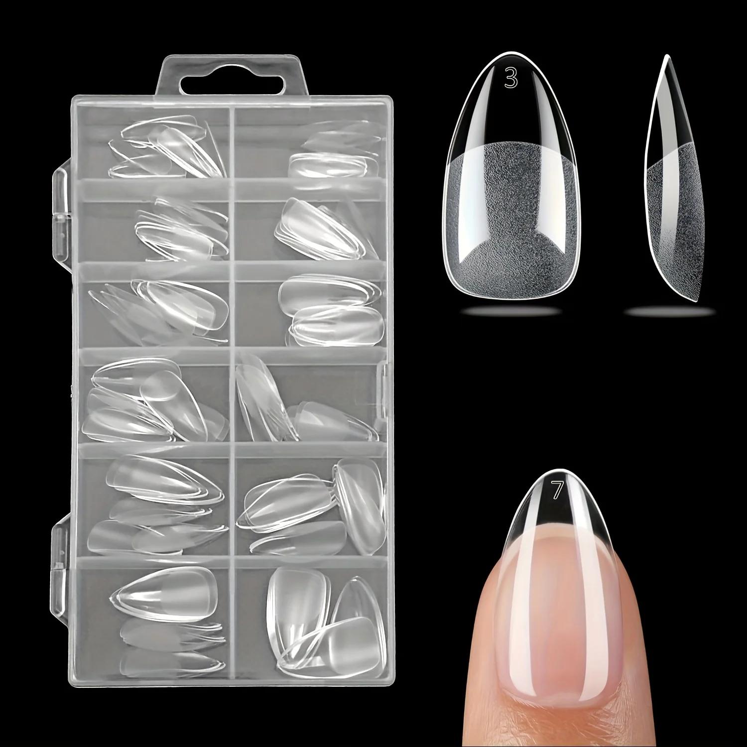 120 pièces pointes d'ongles courtes en amande pointes d'ongles claires faux ongles en acrylique pré-