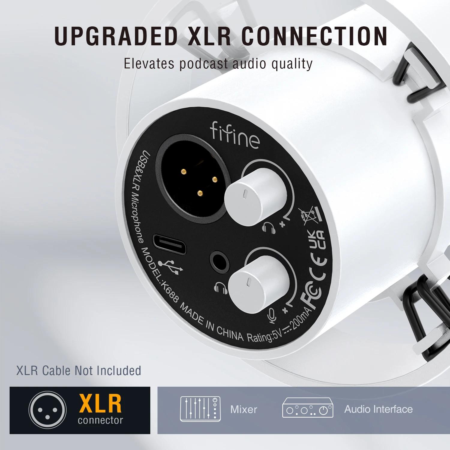 FIFINE-Microphone dynamique XLR statique avec surveillance en temps réel, micro de streaming USB ave