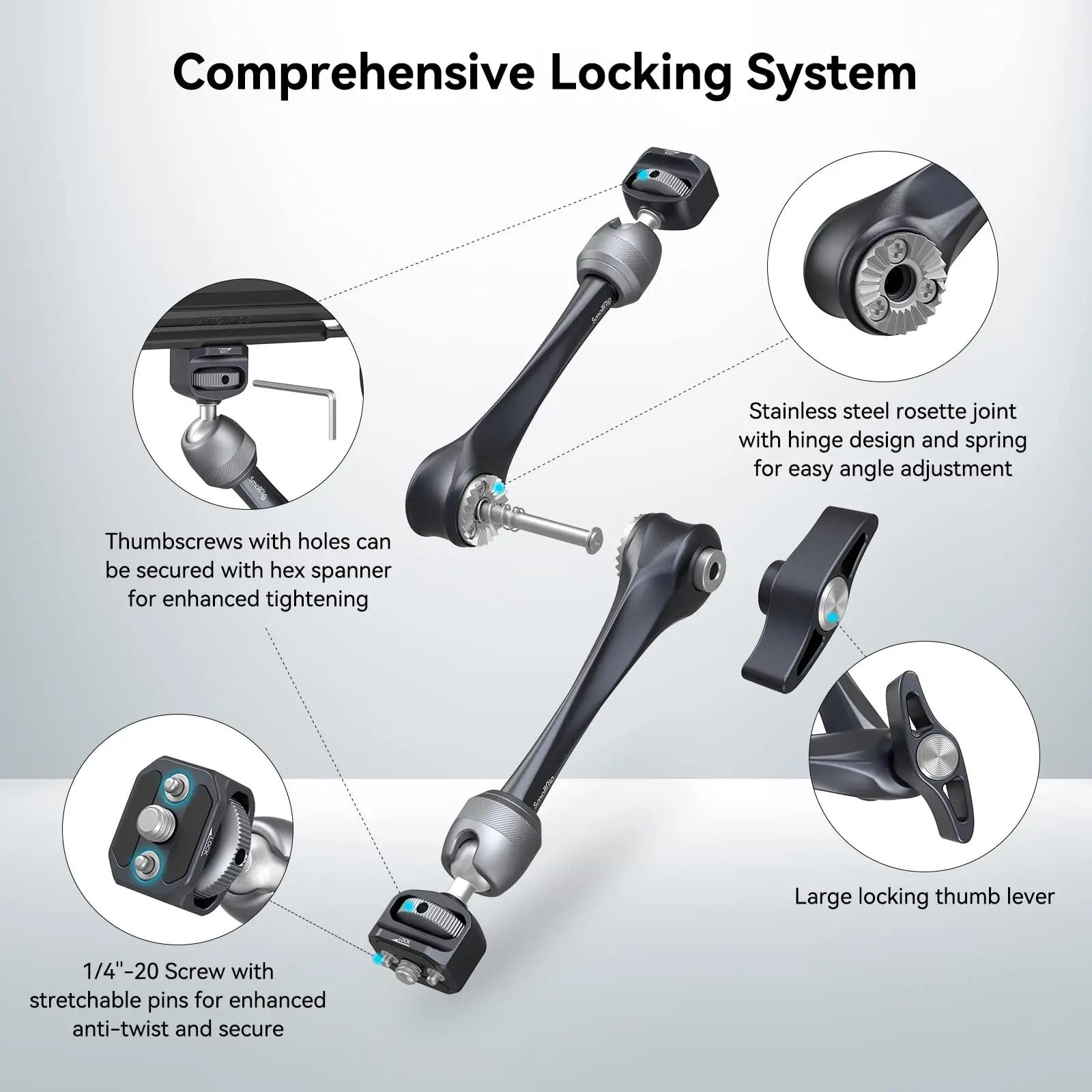 SmallRig Bras à rosace de 11 pouces 360 °   Bras magique réglable pour moniteur DSLR, accessoires de