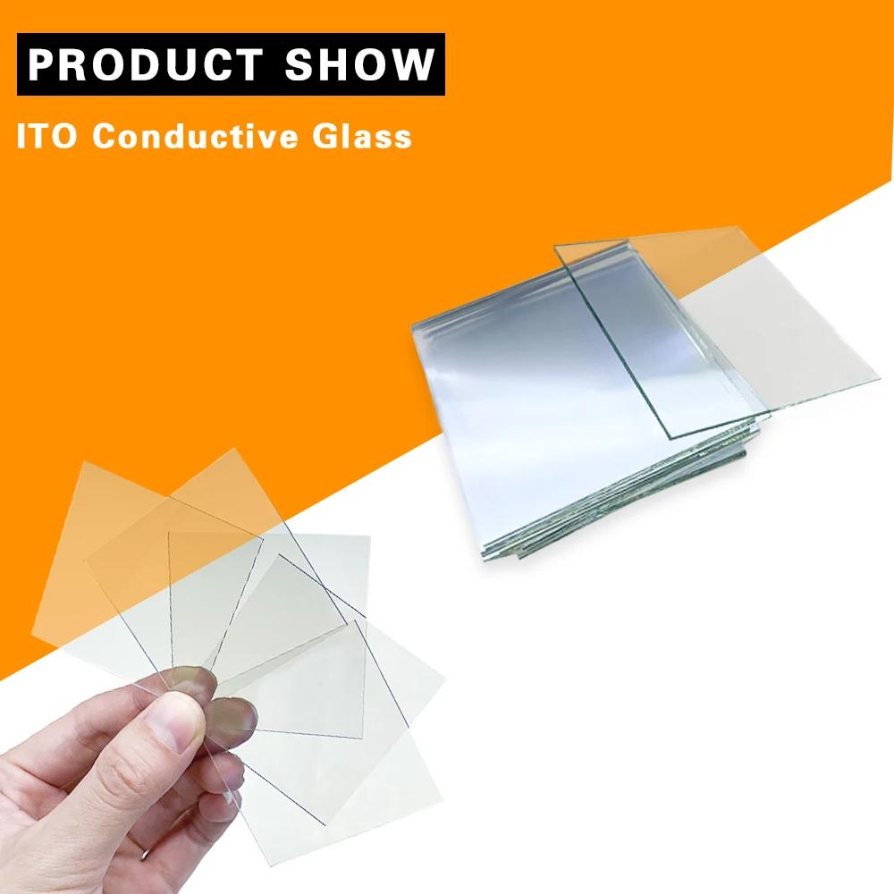 Verre conducteur Transparent de laboratoire, 50x50x1.1mm, 10 ohm/sq, 10 pièces, oxyde d'étain d'indi