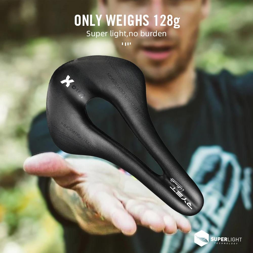 RYET-Selle de vélo de route ultralégère en cuir de carbone, coussin de siège souple en PU, siège de 