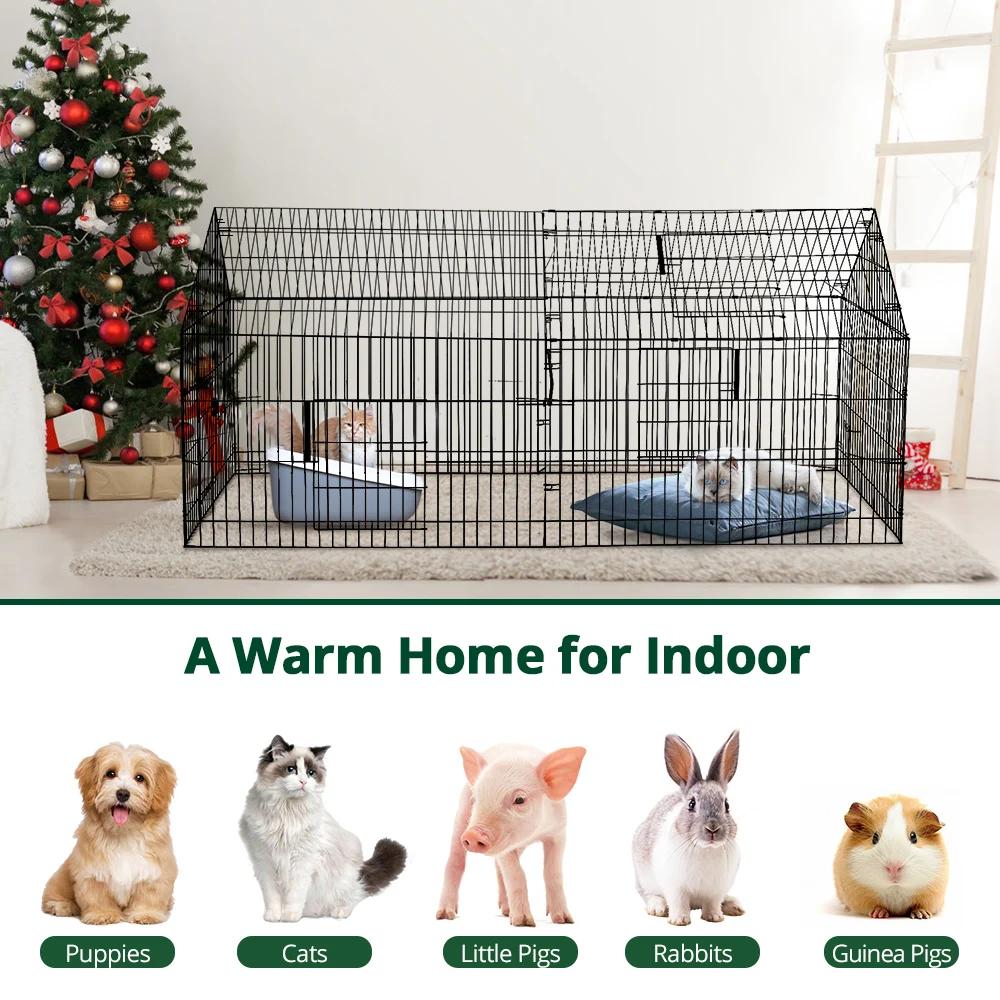Enclos de parc pour animaux de compagnie avec housse de protection et sol, manteau de course jetable