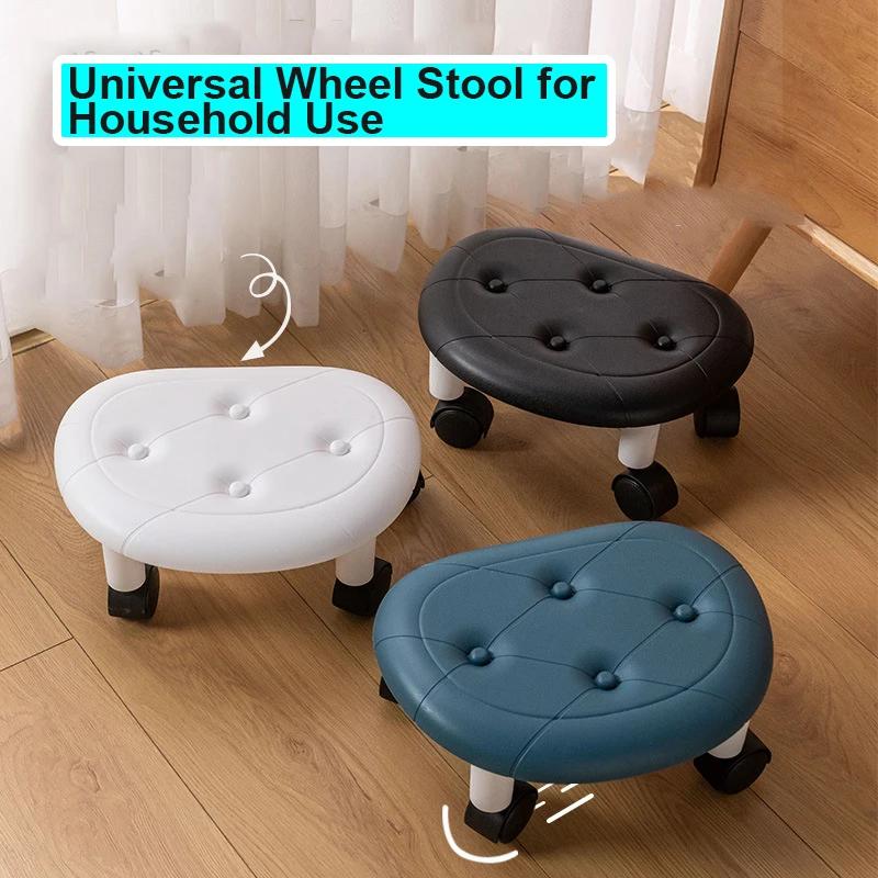 Tabouret à roulettes universel pour usage domestique, siège bas à poulie avec roulettes, tabouret mu