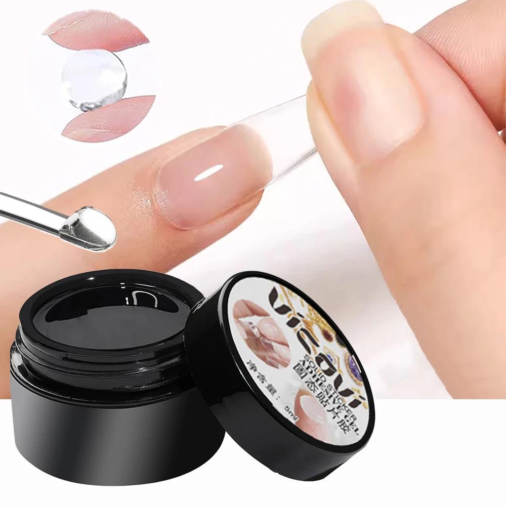 Colle Gel solide pour faux ongles, 1 pot, faux pointes en acrylique transparent, presse sur Poly con