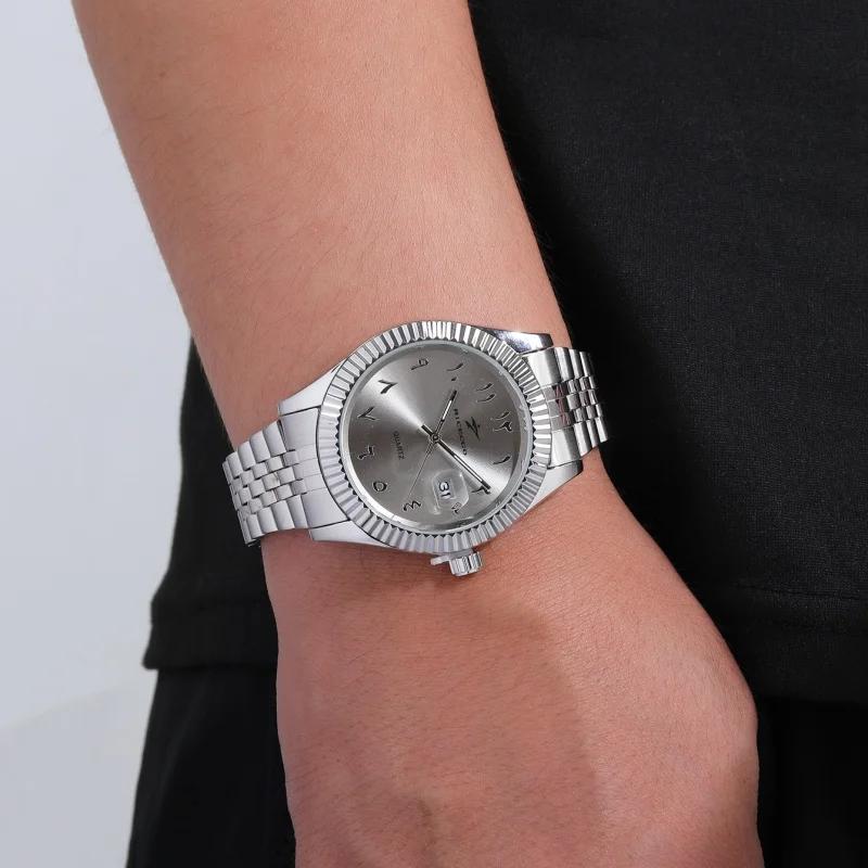 Nouveaux hommes Date montres haut de gamme de luxe calendrier décontracté en acier inoxydable affair
