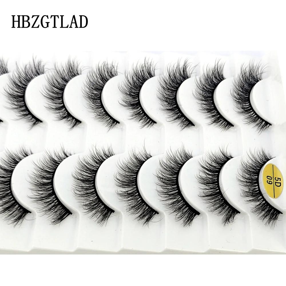 Faux Cils 3D Naturels en Vison, Longs, Doux et Moelleux, Kit de Maquillage, 10 Paires