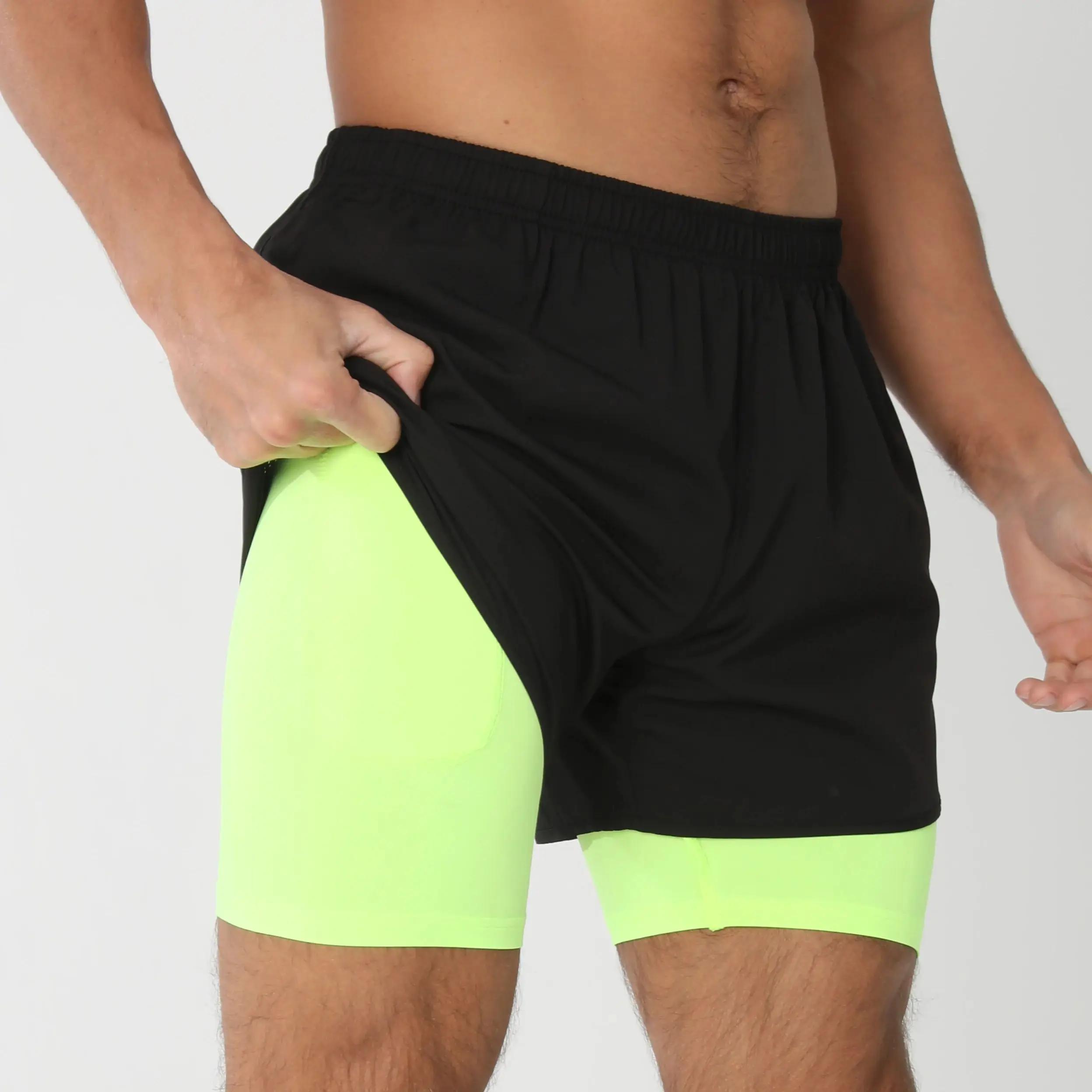Short de course avec poches doublées pour homme, séchage rapide, léger, respirant, athlétique, sport