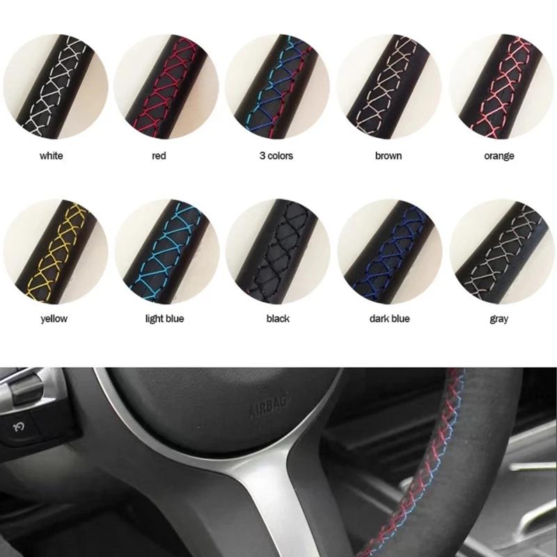 Couverture de volant de voiture personnalisée, couture à la main, antidérapant, en cuir suédé tressé