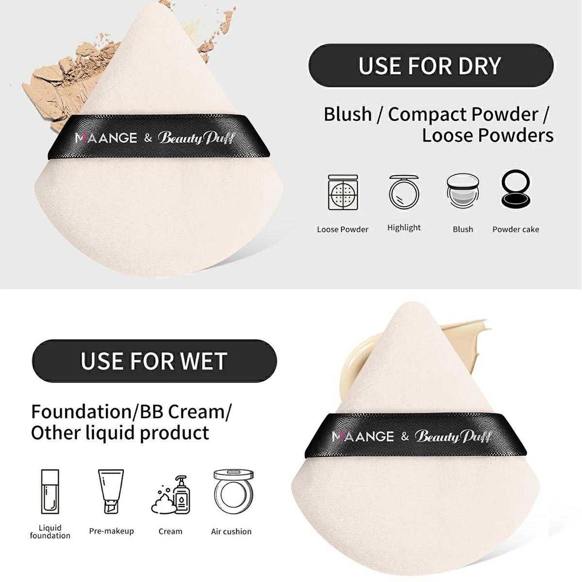 Maange-Ensemble de pinceaux de maquillage triangulaires, houppette à poudre, correcteur, fard à barr