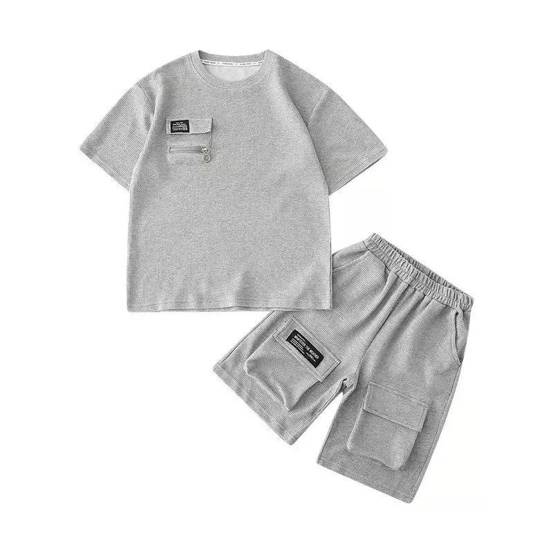 Ensembles décontractés pour garçons, vêtements de sport d'été pour grands enfants, hauts à manches c