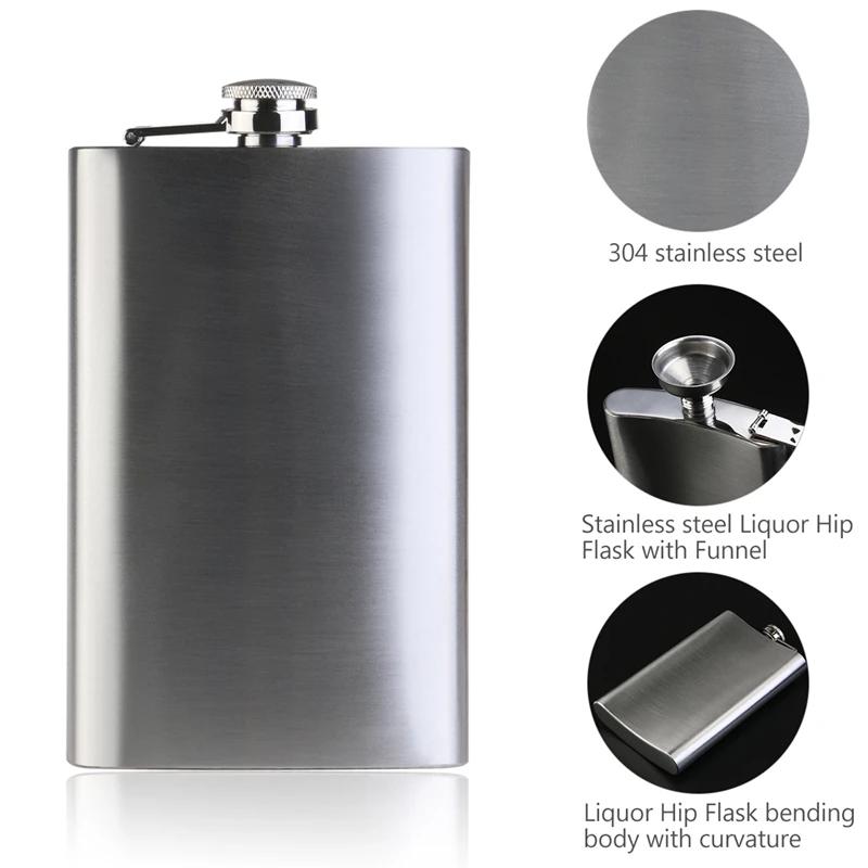 1 2 3 4 5 6 7 8 9 10 12 18oz fiole en acier inoxydable avec entonnoir poche fiole alcool whisky hanc