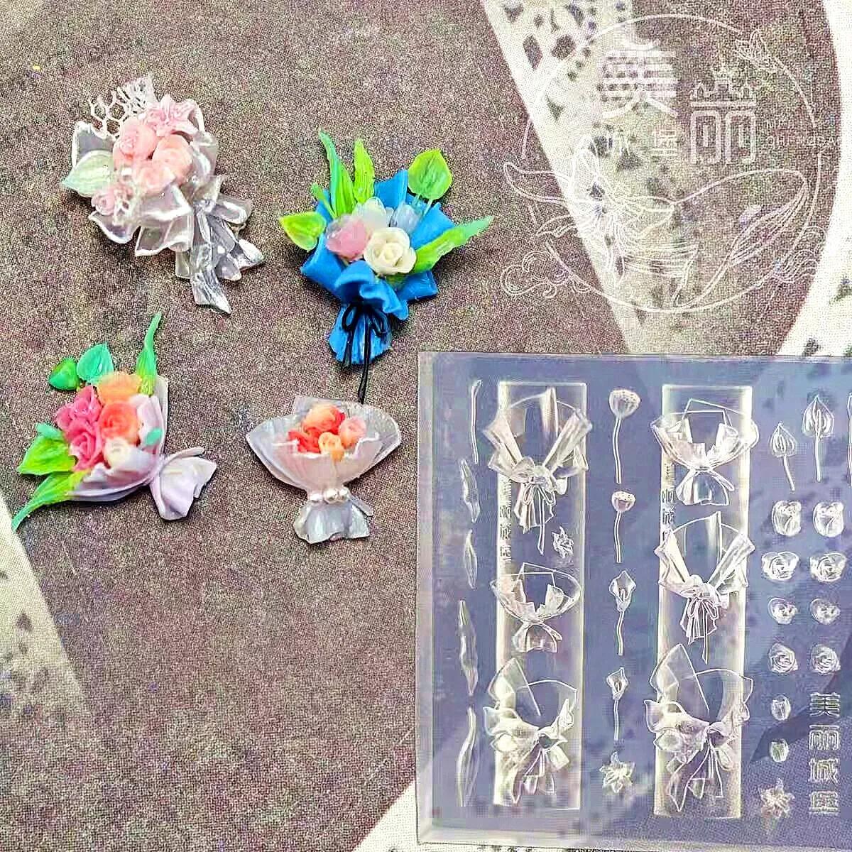 1pc Rose tulipe Lotus 3D acrylique moule muguet Nail Art décorations ongles bricolage conception Sil