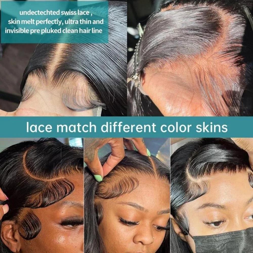 Perruque Lace Frontal Wig brésilienne naturelle, cheveux humains, Body Wave, densité 250%, 13x4, 13x