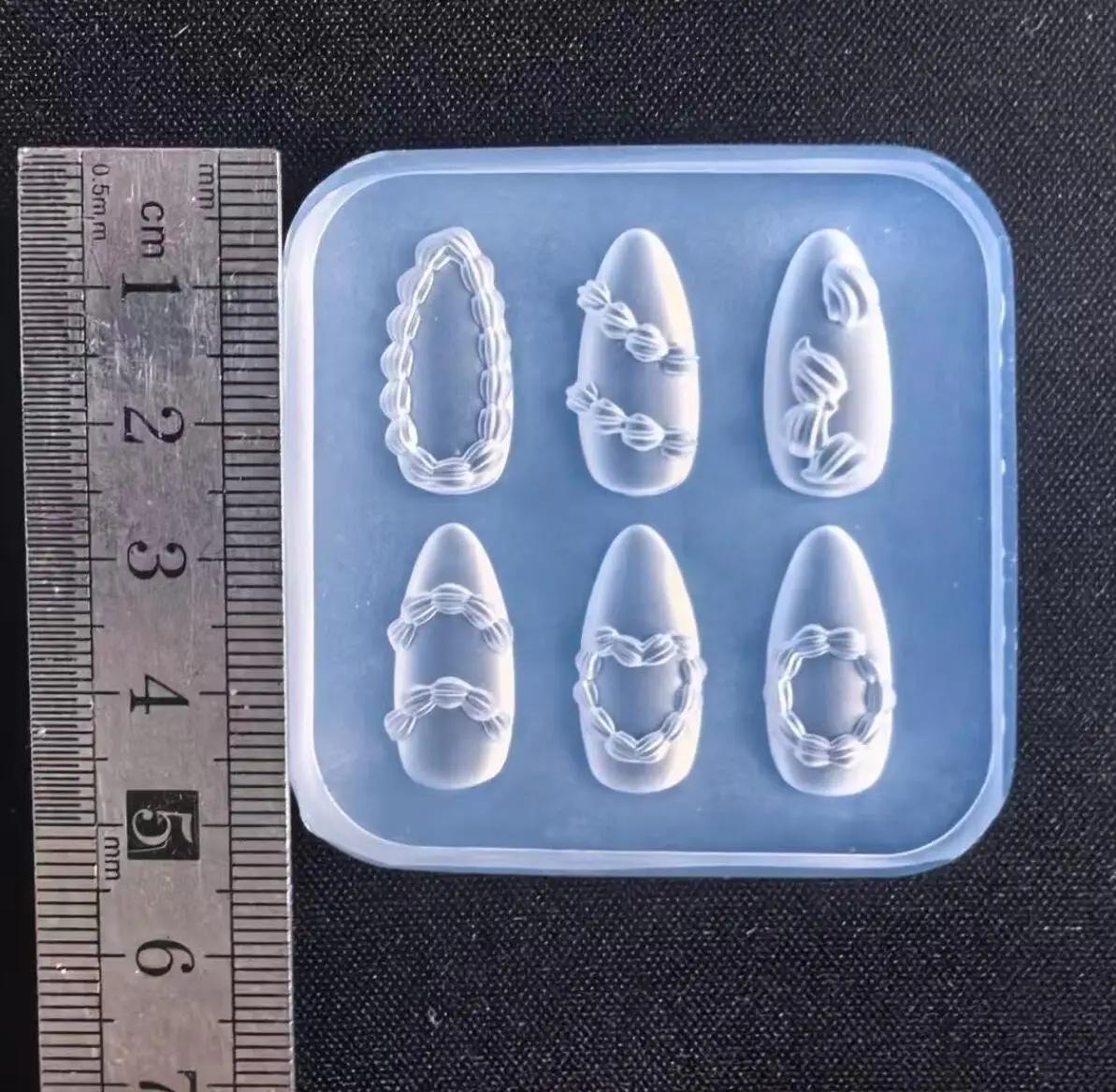 Moule à ongles en Silicone, crème à gâteau, cœur en dentelle, doux Y2K, modèle de décoration pour Na